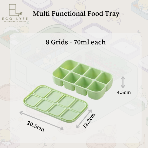 [Eco-Lyfe] Multi Functional Silicone Food Tray (8 Grids)