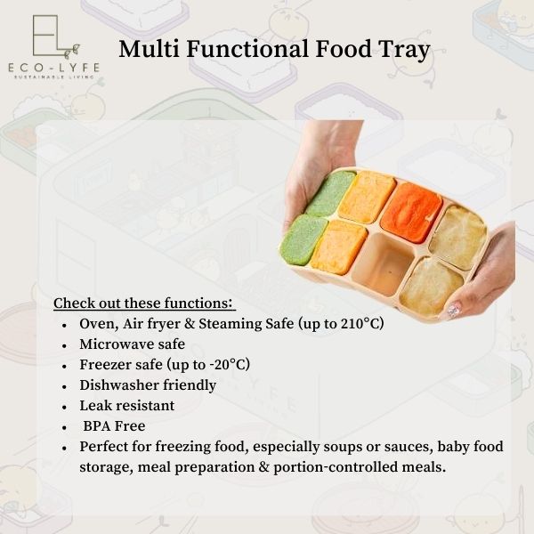 [Eco-Lyfe] Multi Functional Silicone Food Tray (8 Grids)